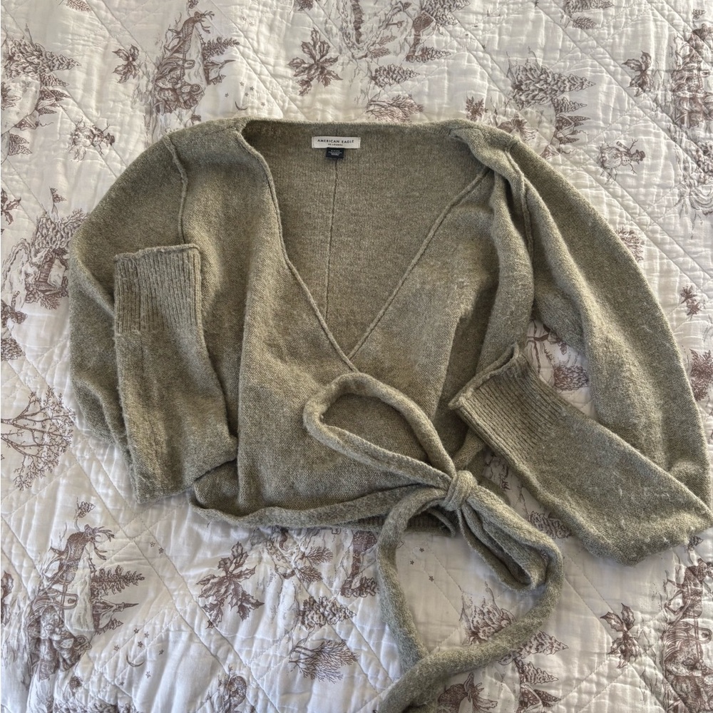 Women's Green Wrap Sweater
